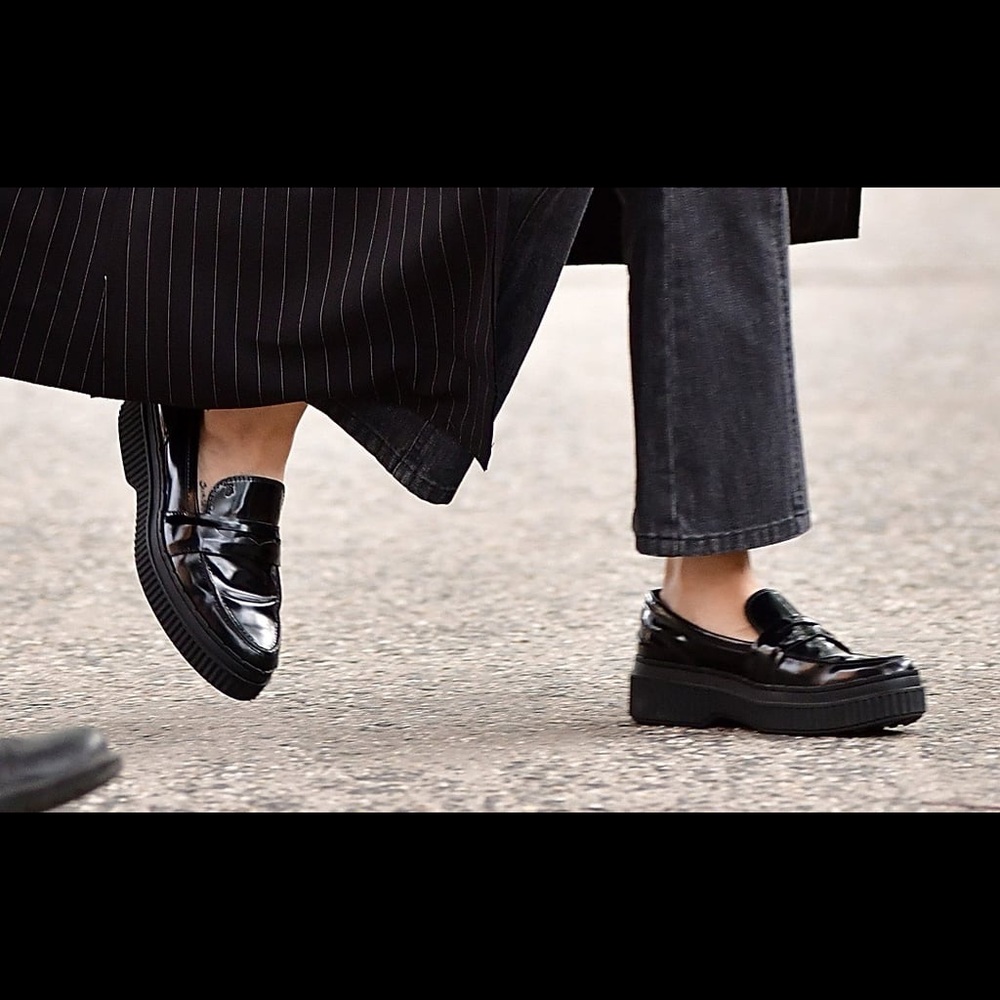 Tod’s Leather Platform Penny Loafers – Black/White US 7